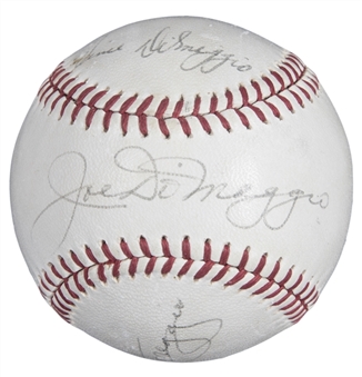 DiMaggio Brothers Multi Signed Baseball With 3 Signatures - Joe, Dom & Vince DiMaggio (Beckett)